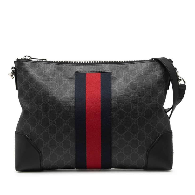 Gucci GG Supreme Web Crossbody Black Canvas Very good condition - Front View