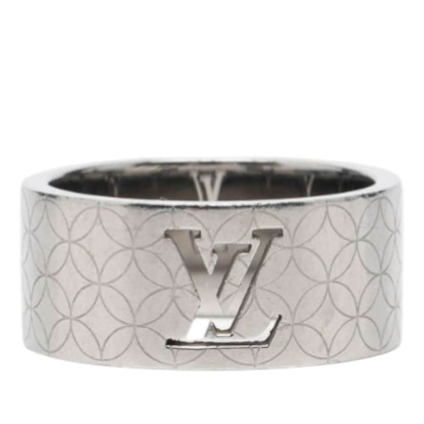 Louis Vuitton Stainless Steel LV Champs Elysees Ring L Silver Stainless steel Very good condition - Front View