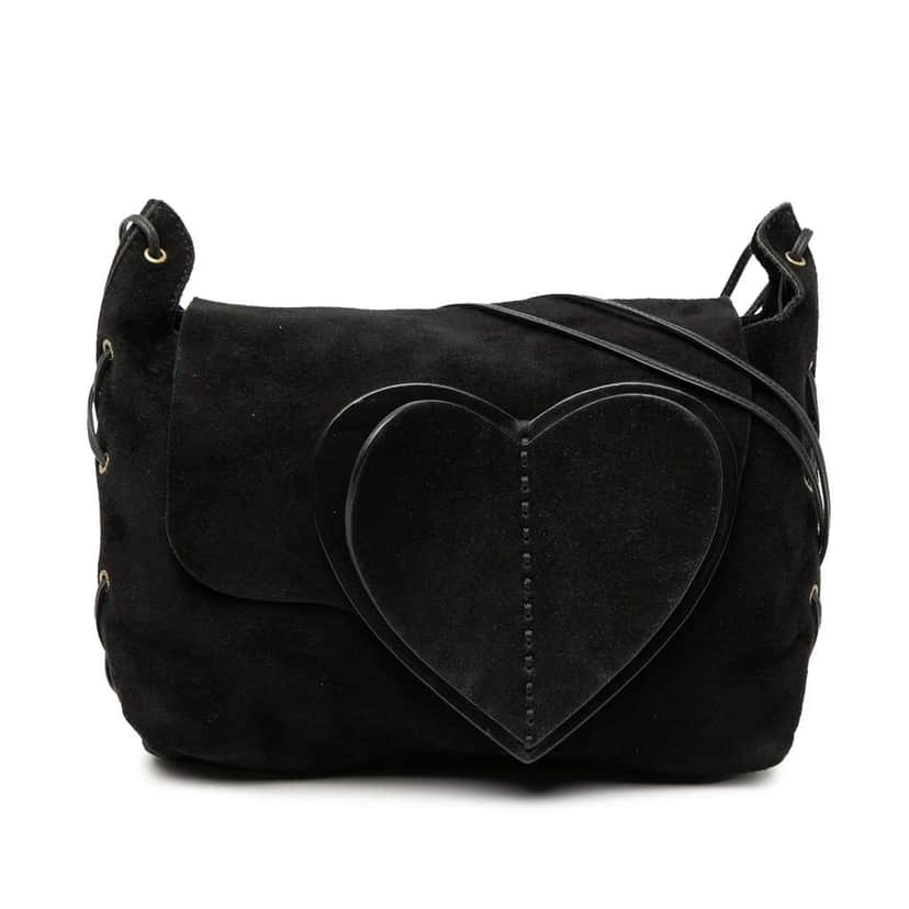 Gucci Suede Heart Crossbody Black Leather Very good condition - Front View