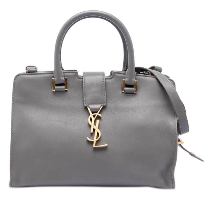 Saint Laurent Baby Leather Monogram Downtown Cabas Satchel Grey Leather Very good condition - Front View