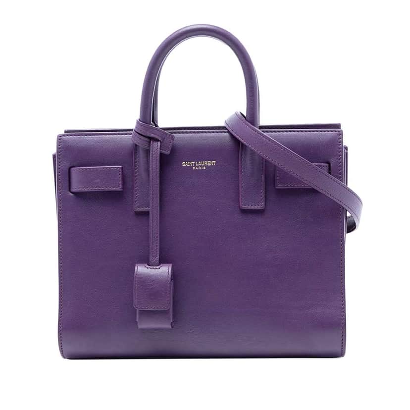 Saint Laurent Nano Leather Sac de Jour Satchel Purple Leather Very good condition - Front View
