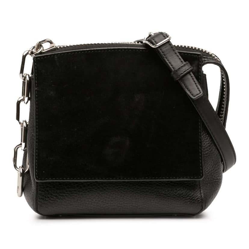 Alexander Wang Pebbled Calfskin and Suede Attica Flap Marion Crossbody Black Leather Very good condition - Front View