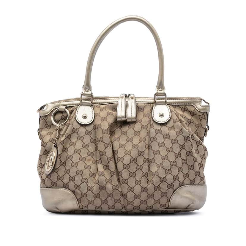 Gucci GG Canvas Sukey Satchel Beige Canvas Very good condition - Front View