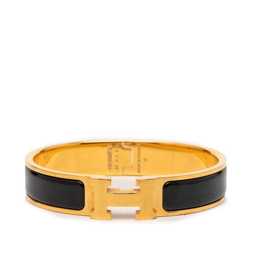 Hermès Narrow Enamel Clic H Bracelet PM Black Very good condition - Front View
