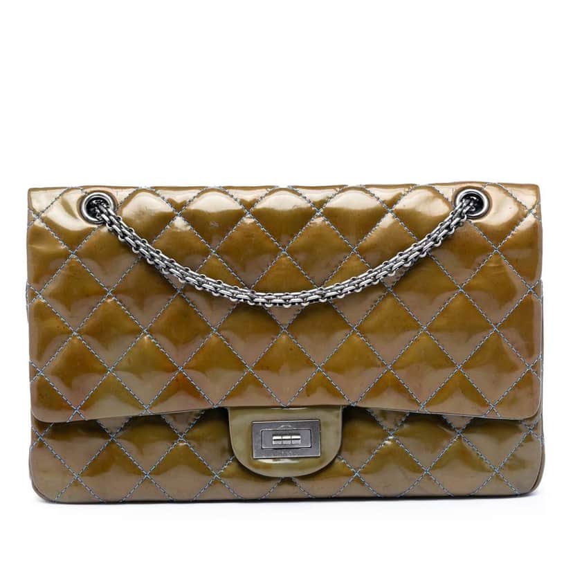 Chanel Quilted Patent Reissue 2.55 Double Flap 227 Brown Leather Very good condition - Front View