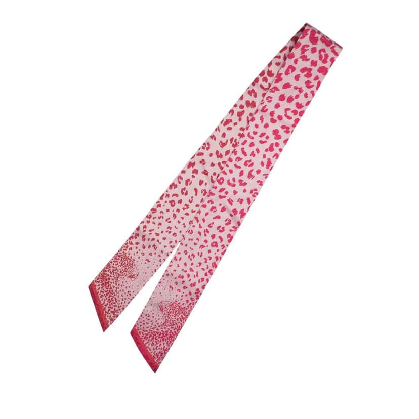 Cartier Panthere Bandeau Silk Scarf Pink Silk Very good condition - Front View