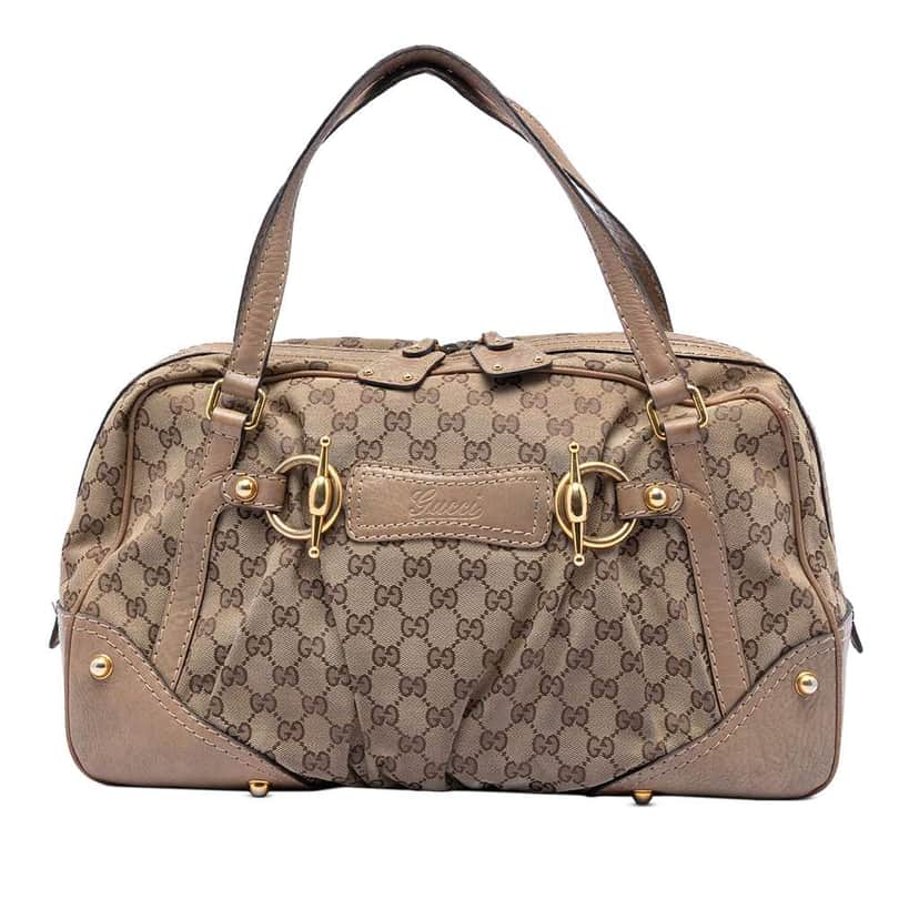 Gucci GG Canvas Jockey Boston Bag Beige Canvas Very good condition - Front View