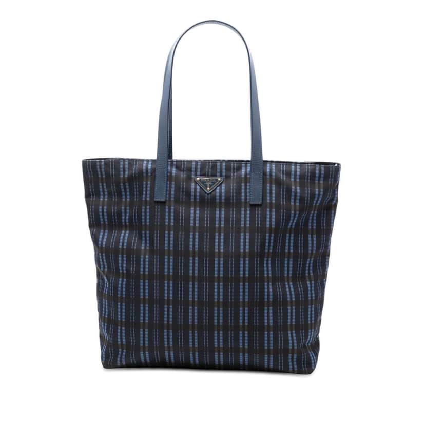 Prada Tessuto Stampato Tote Blue Very good condition - Front View