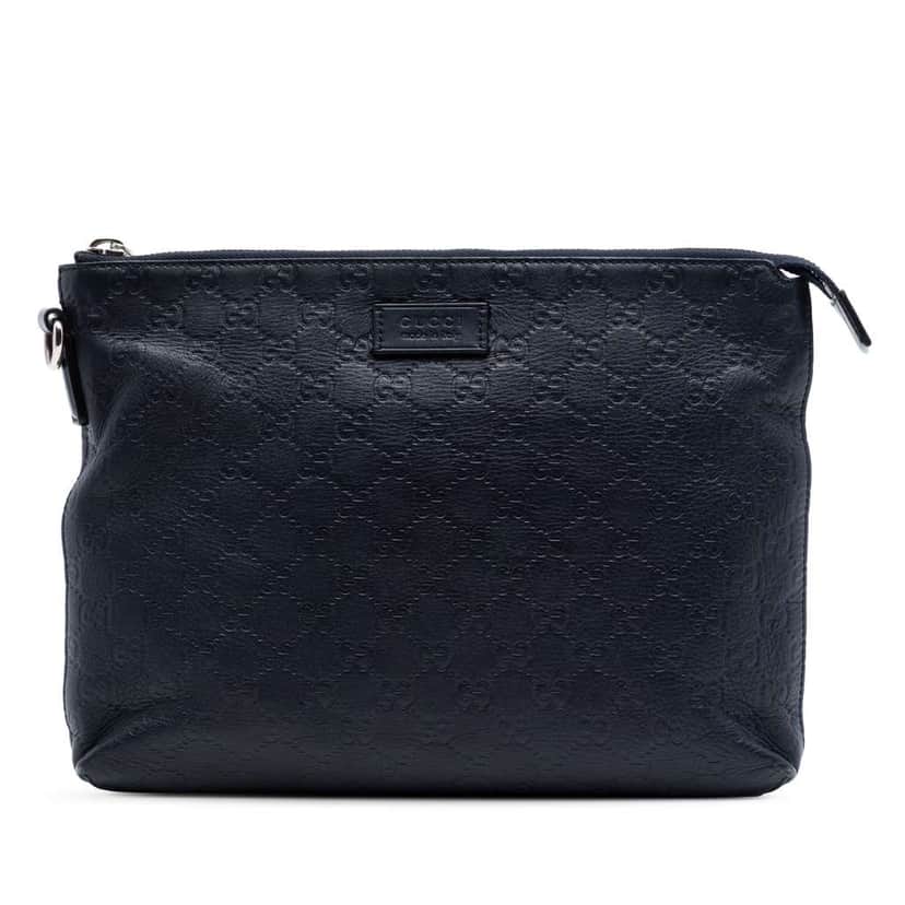 Gucci Guccissima Wristlet Clutch Blue Leather Very good condition - Front View