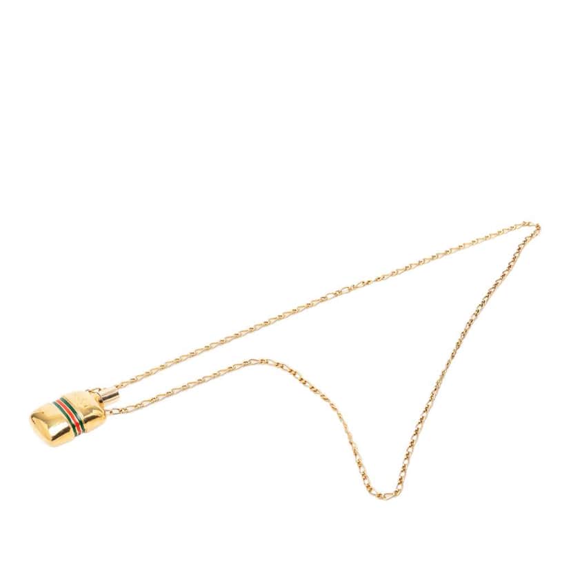 Gucci Gold Plated Perfume Bottle Pendant Necklace Gold Metal Very good condition - Front View