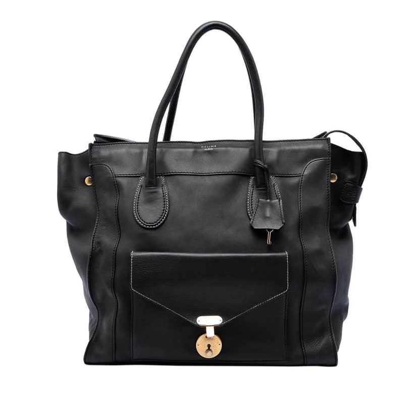 Celine Leather Envelope Luggage Tote Black Leather Very good condition - Front View