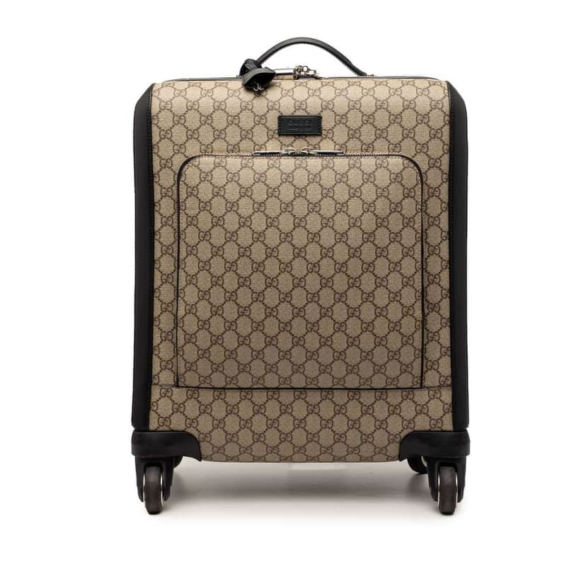 Gucci GG Supreme Carry On Rolling Suitcase Beige Canvas Very good condition - Front View