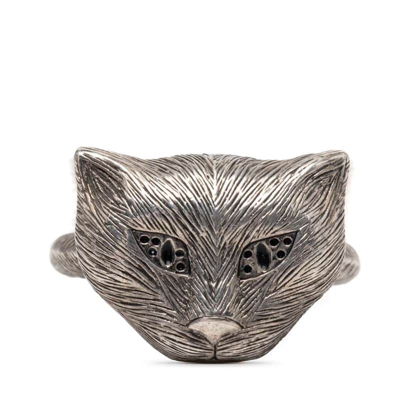 Gucci Sterling Silver Garden Cat Head Ring Silver Silver Very good condition - Front View