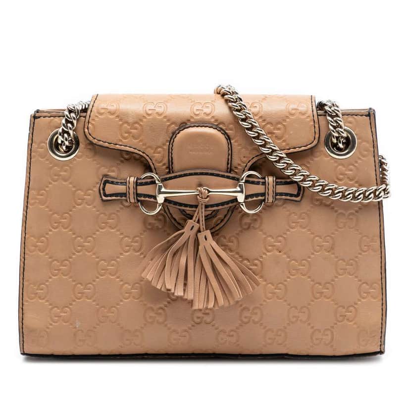 Gucci Small Guccissima Emily Shoulder Bag Beige Leather Good condition - Front View