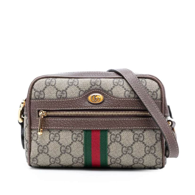 Gucci Mini GG Supreme Web Ophidia Crossbody Beige Canvas Very good condition - Front View