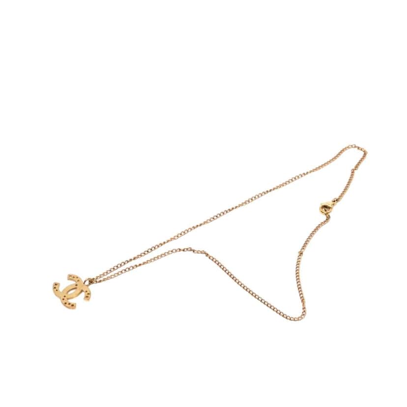 Chanel Gold Plated CC Star Pendant Necklace Gold Metal Very good condition - Front View
