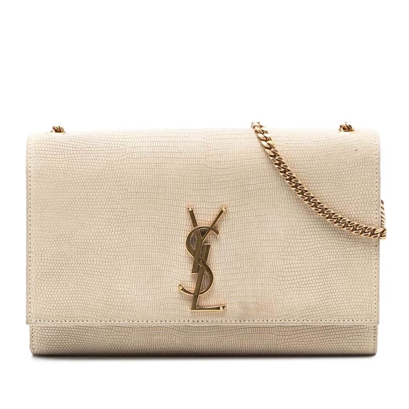 Saint Laurent Medium Embossed Nubuck Monogram Kate Crossbody Brown Leather Very good condition - Front View