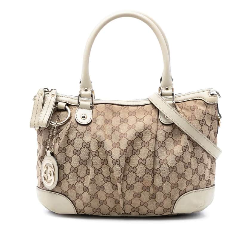 Gucci GG Canvas Sukey Satchel Beige Canvas Very good condition - Front View