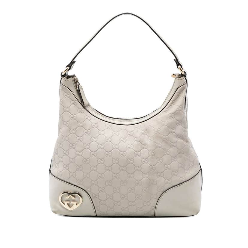 Gucci Guccissima Lovely Shoulder Bag White Leather Very good condition - Front View