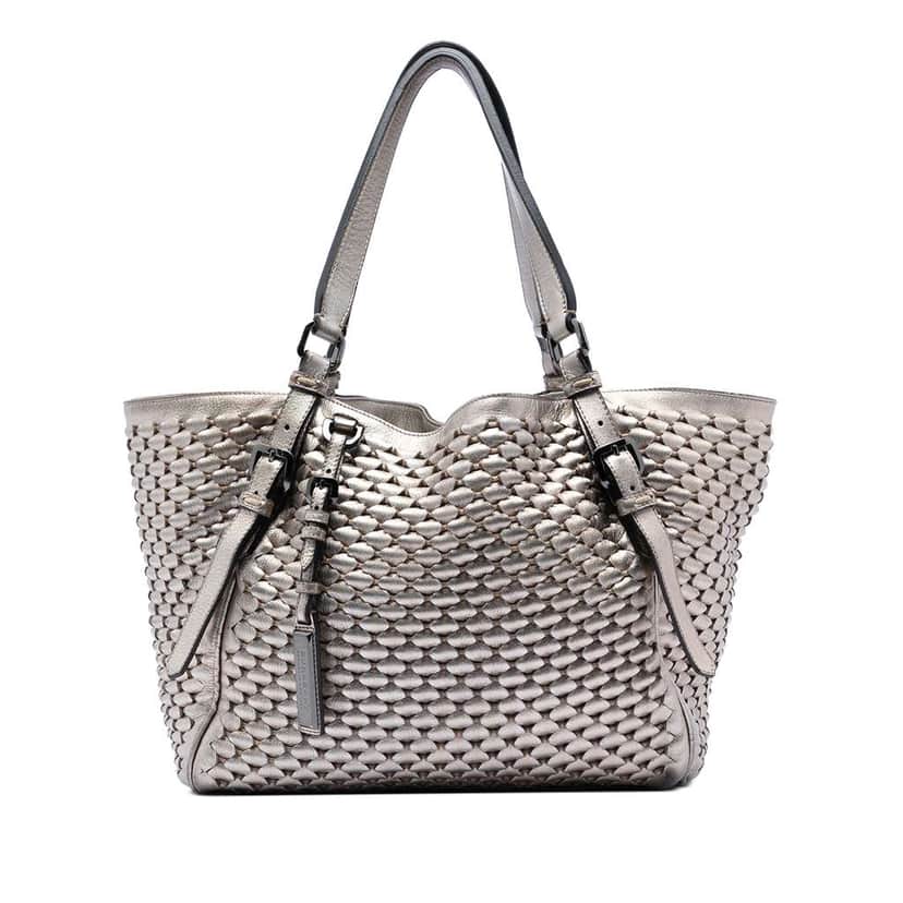Burberry Metallic Woven Leather Tote Gold Leather Very good condition - Front View