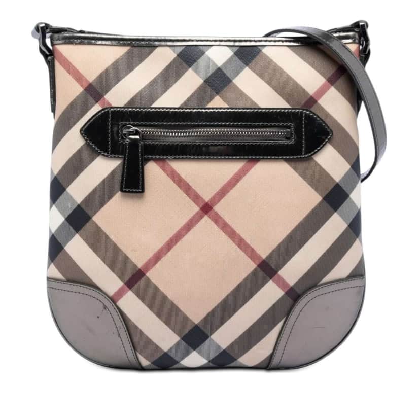Burberry Supernova Check Coated Canvas Dryden Crossbody Beige Canvas Very good condition - Front View