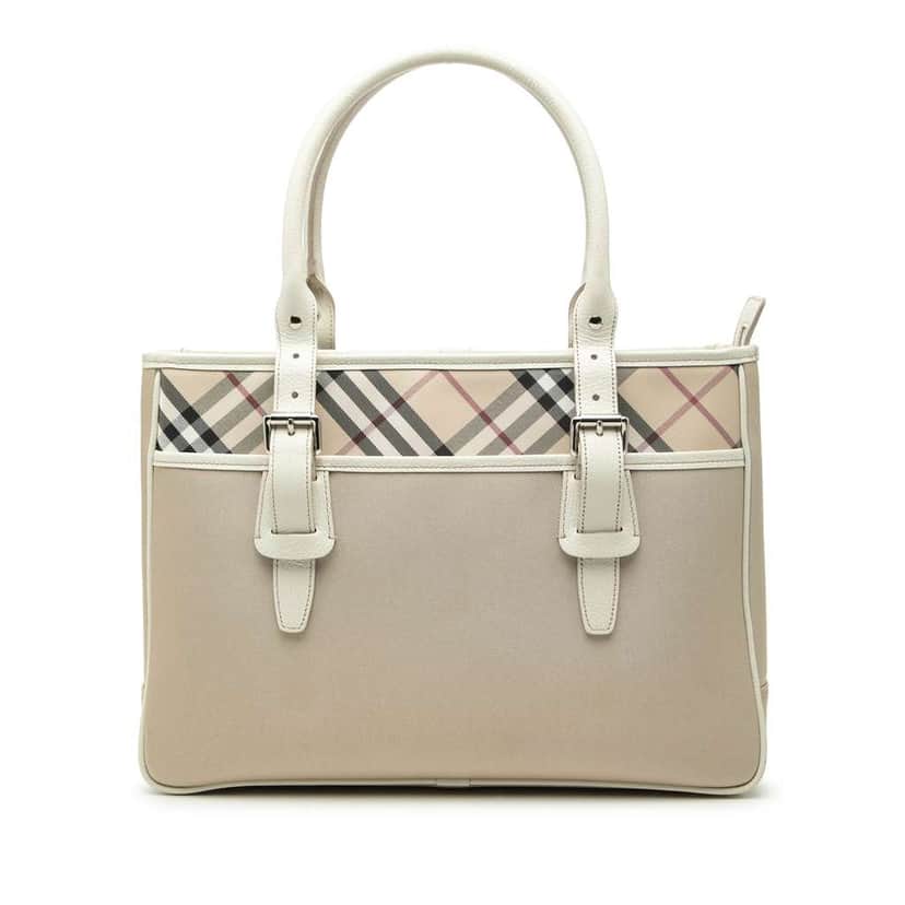 Burberry Nova Check Nylon Tote Beige Very good condition - Front View