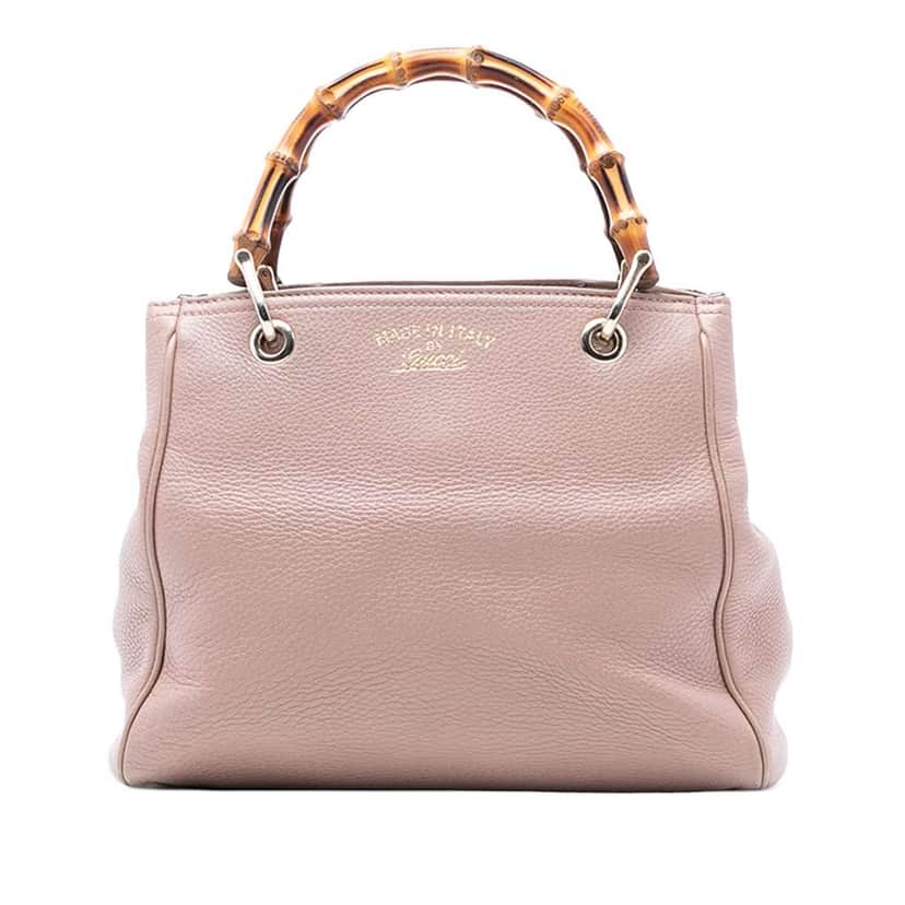 Gucci Small Calfskin Bamboo Shopper Satchel Pink Leather Very good condition - Front View