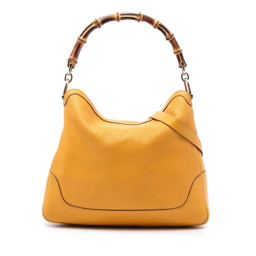 Gucci Calfskin Bamboo Diana Satchel Yellow Leather Very good condition - Front View