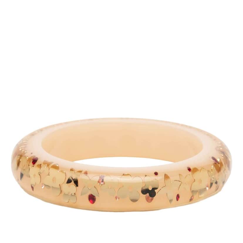 Louis Vuitton Wide Monogram Resin Inclusion Bangle Beige Very good condition - Front View