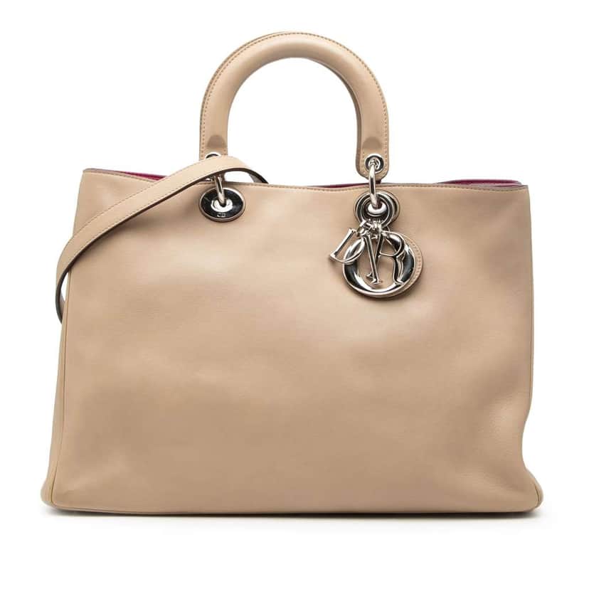 Dior Large Leather Diorissimo Satchel Beige Leather Good condition - Front View