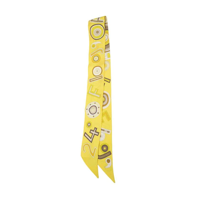 Hermès Tohu Bohu Silk Twilly Scarf Yellow Silk Very good condition - Front View