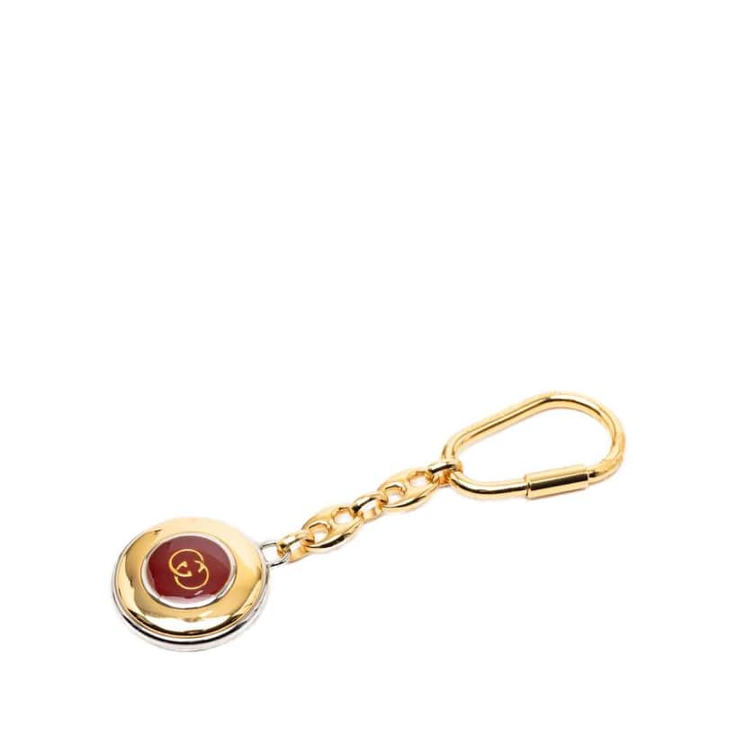 Gucci Gold Plated Resin Logo Key Chain Gold Metal Very good condition - Front View