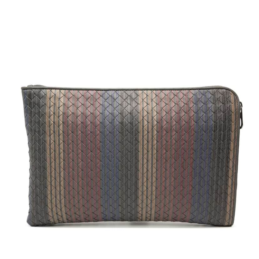 Bottega Veneta Nappa Intrecciato Stripe Document Case MultiColor Leather Very good condition - Front View