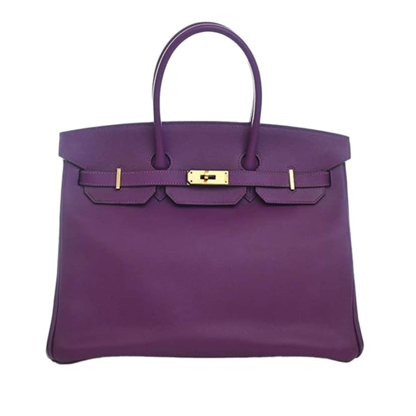 Hermès Epsom Birkin Retourne 35 Purple Leather Very good condition - Front View