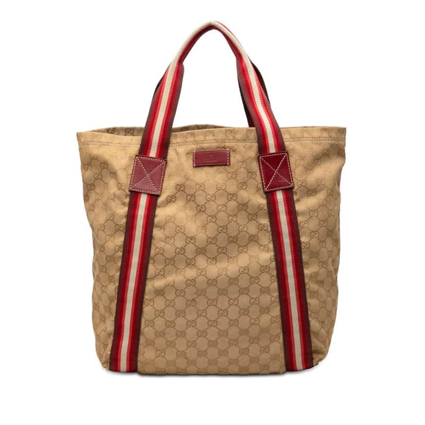 Gucci GG Canvas Web Tote Beige Very good condition - Front View