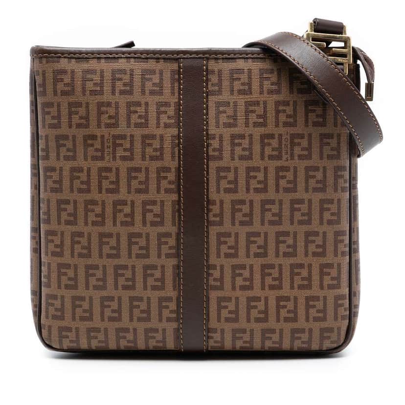 Fendi Zucchino Spalmati Crossbody Brown Canvas Very good condition - Front View