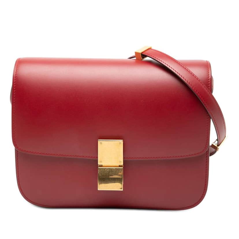 Celine Medium Calfskin Classic Box Red Leather Very good condition - Front View