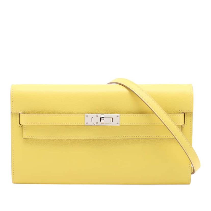 Hermès Evercolor Kelly To Go Wallet Yellow Leather Very good condition - Front View