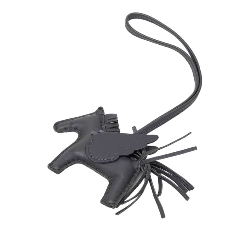 Hermès Milo Lambskin GriGri Rodeo Pegasus Bag Charm Grey Leather Very good condition - Front View