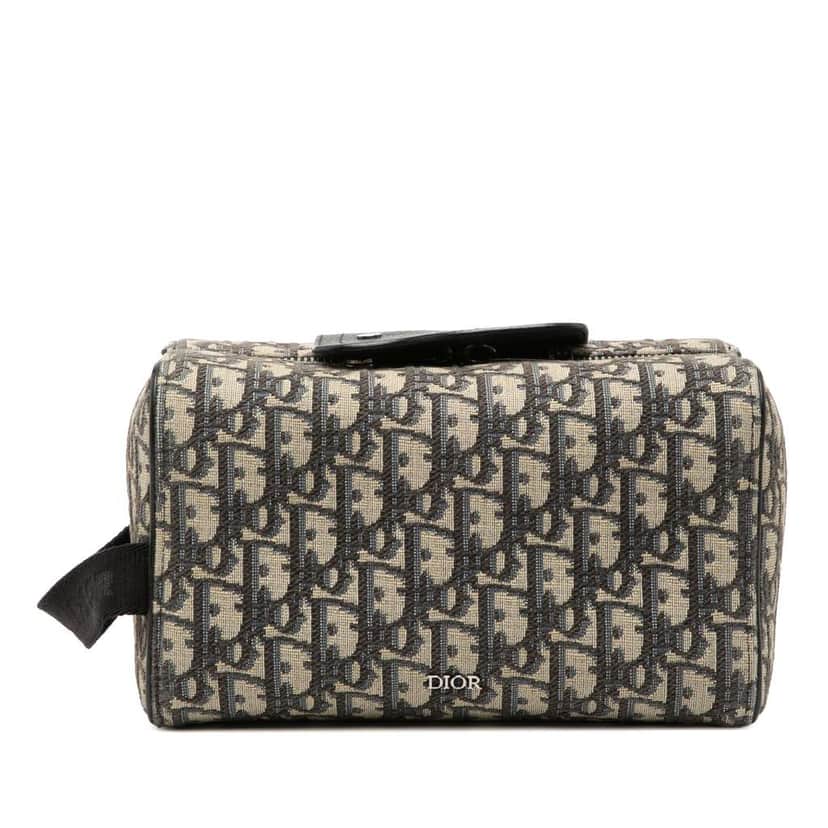 Dior Oblique Canvas Lingot Toiletry Case Blue Canvas Very good condition - Front View