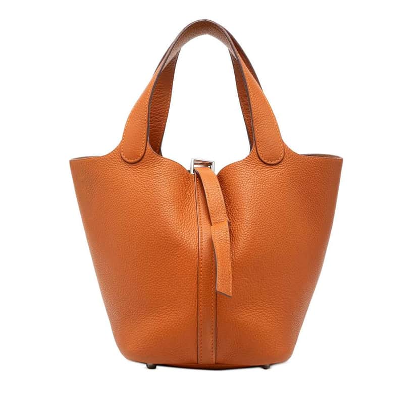 Hermès Clemence Picotin 18 Orange Leather Very good condition - Front View