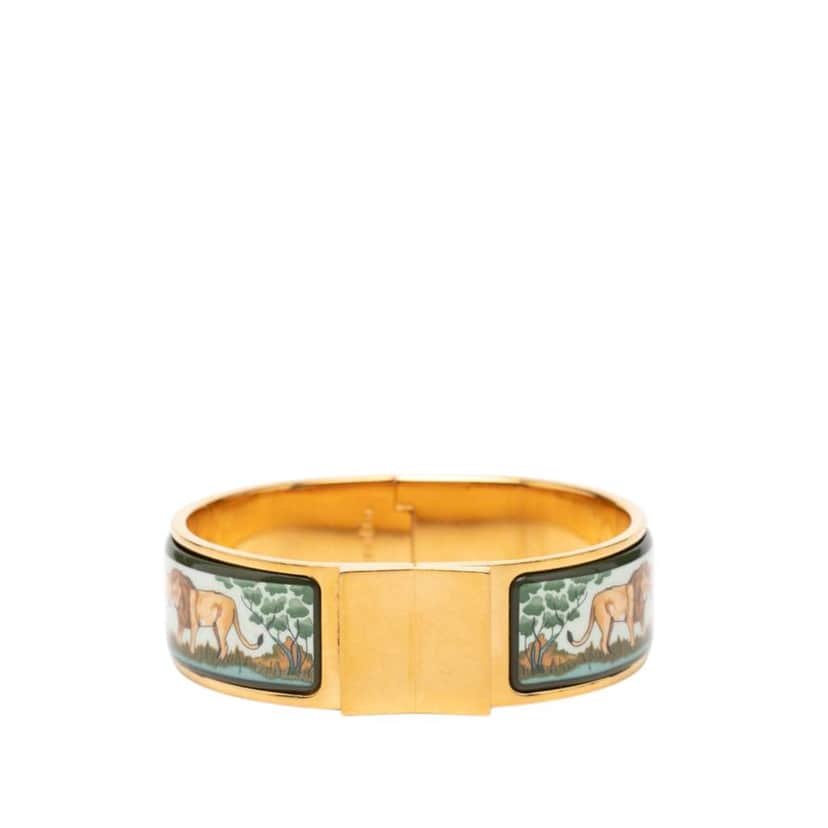 Hermès Wide Enamel Safari Loquet Bracelet PM White Very good condition - Front View