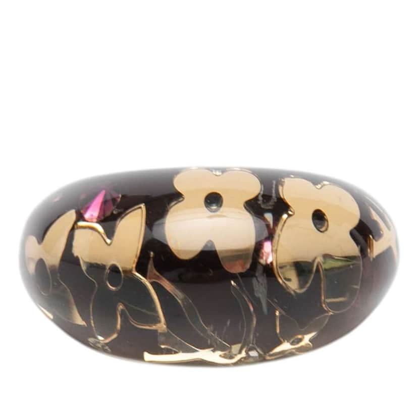 Louis Vuitton Resin and Crystal Monogram Inclusion Ring Black Very good condition - Front View