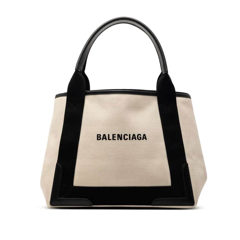 Balenciaga Canvas Navy Cabas Tote S White Canvas Very good condition - Front View