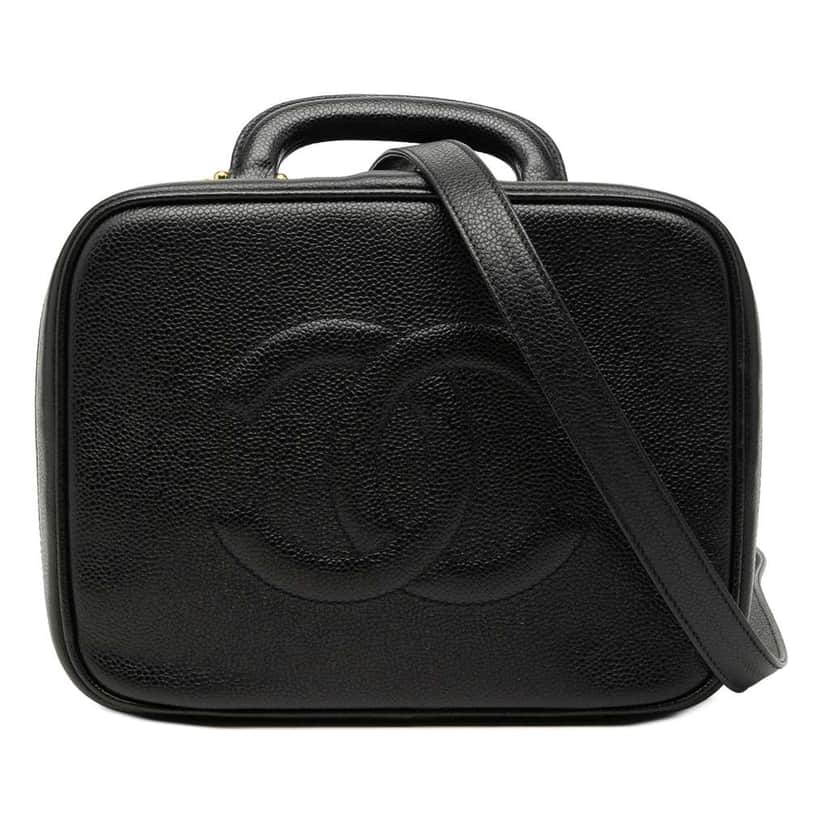 Chanel CC Caviar Vanity Case Black Leather Very good condition - Front View