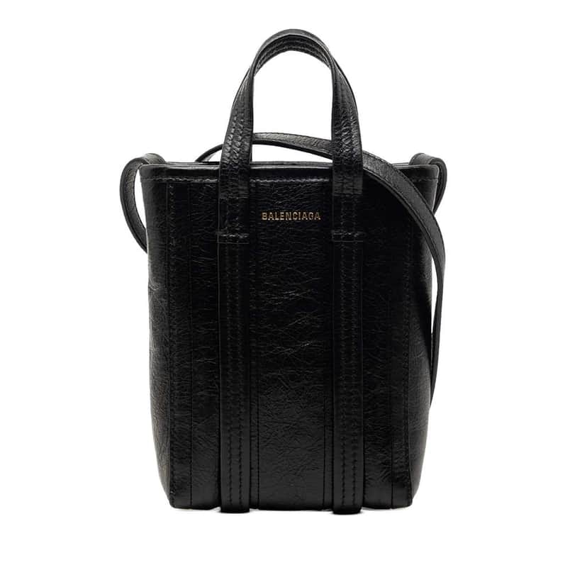 Balenciaga Mini Lambskin Barbes North South Shopper Bag Black Leather Good condition - Front View