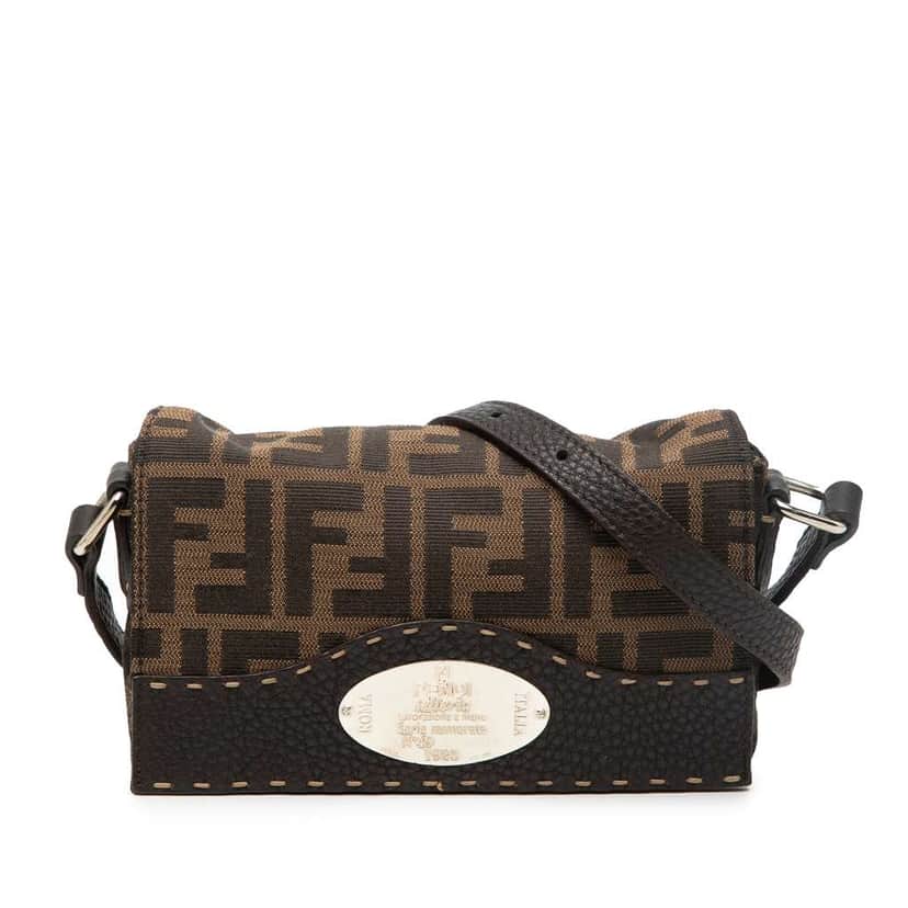 Fendi Zucca Canvas Selleria Crossbody Brown Canvas Good condition - Front View