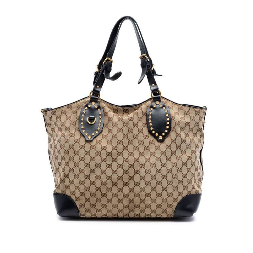 Gucci GG Canvas Patti Studed Hobo Beige Canvas Very good condition - Front View