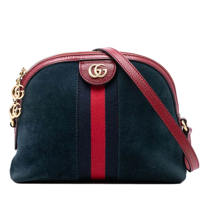 Gucci Small Suede Web Ophidia Dome Crossbody Blue Leather Very good condition - Front View