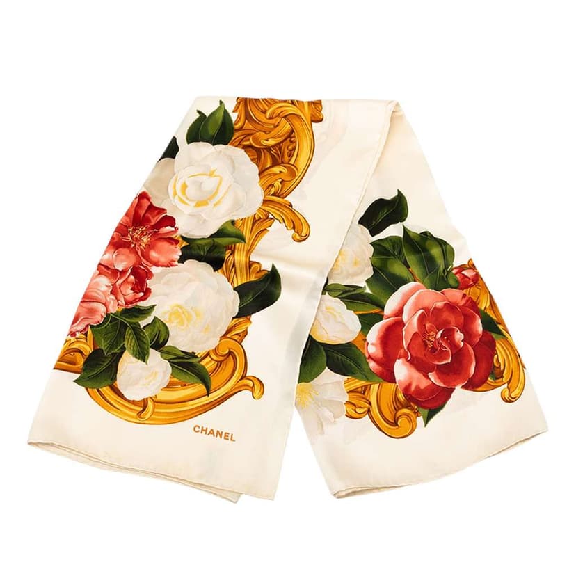 Chanel Camellia Silk Scarf
